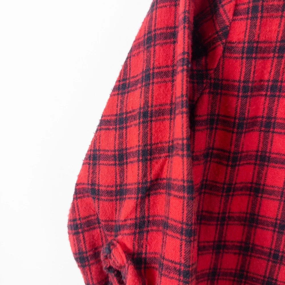 OshKosh B'gosh Flannel Shirt Kids 4 Red Black Plaid Vintage 90s Button Down‎
